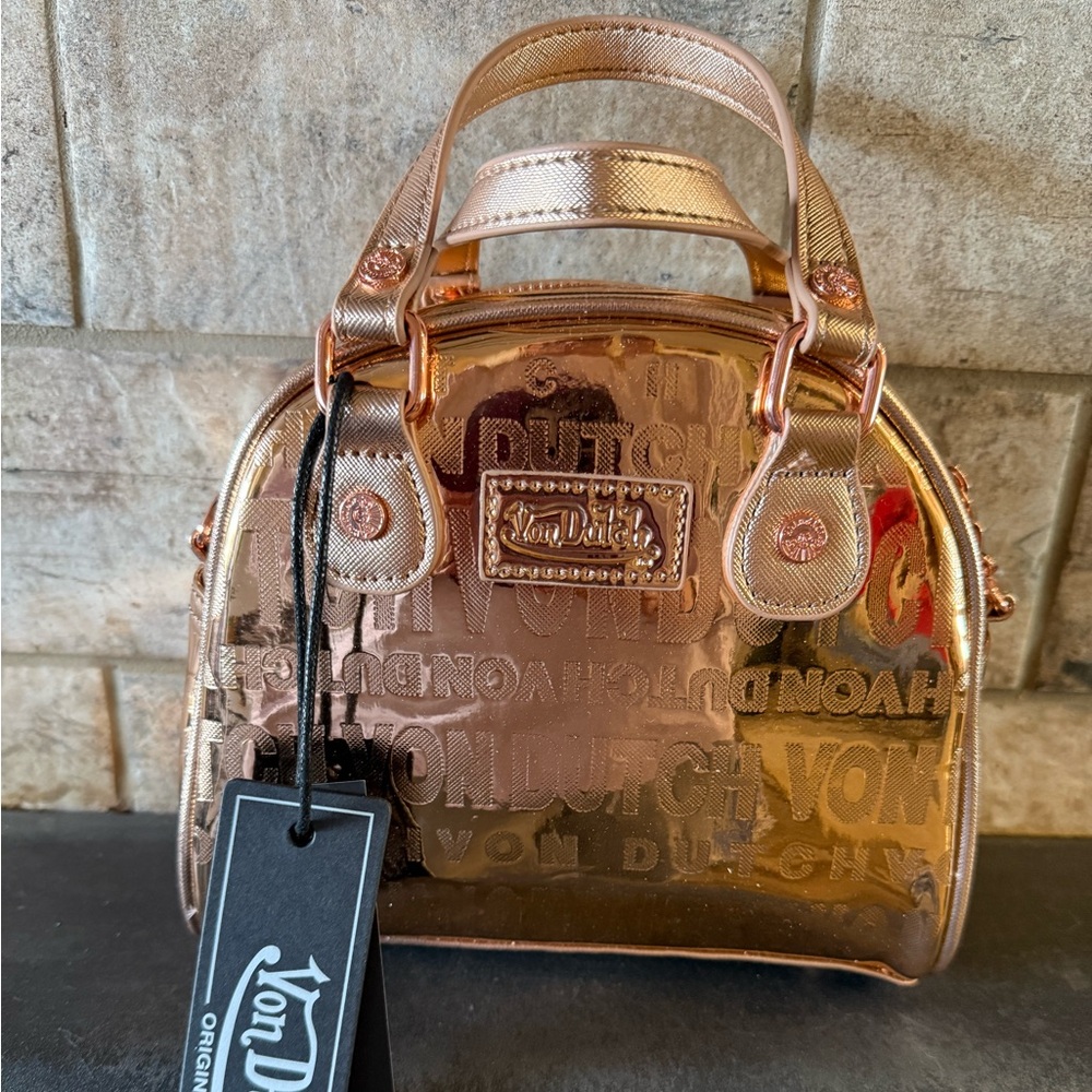 Von Dutch Shimmering Gold Mini Bag